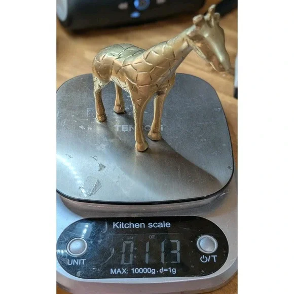 Vintage Solid Brass Giraffe Figurine Etched Safari Animal Decor 5.5" - Picture 7 of 7
